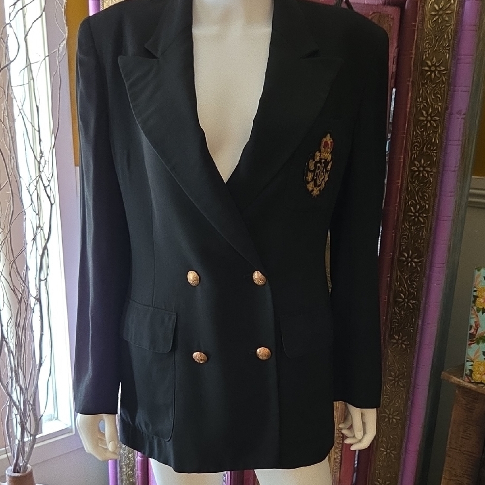 Lauren Ralph Lauren Black and Gold Double-Breasted Blazer - Picture 3 of 6